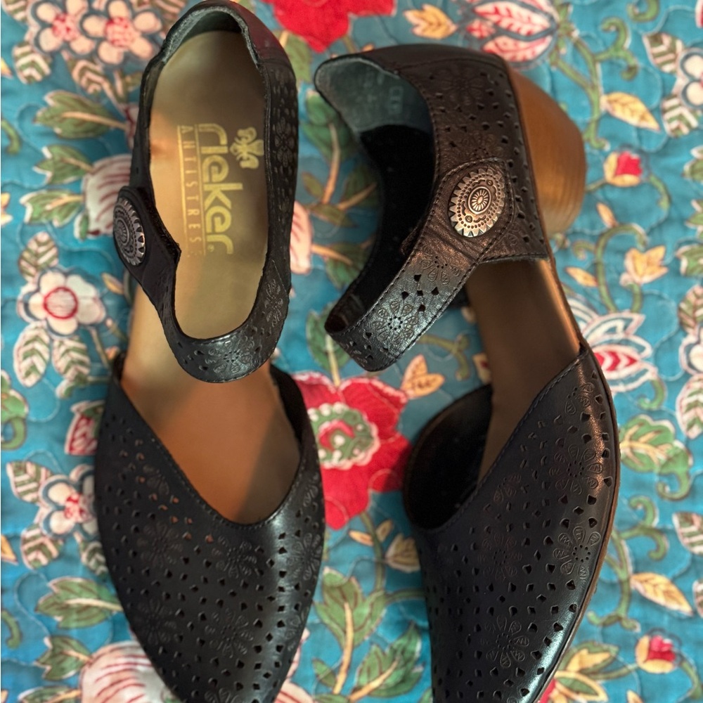 Rieker Anti Stress Mary Jane Black Perforated shoes